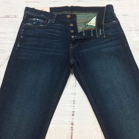 Hollister ~ Destroy Button Fly Straight Leg Jeans - Picture 4 of 12